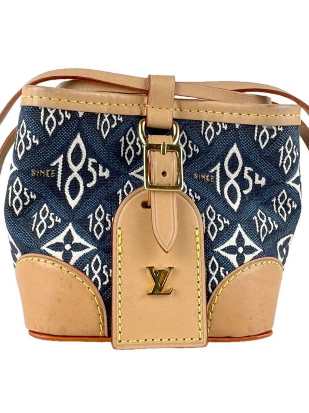 LOUIS VUITTON Noe Purse Shoulder Bag Blue Canvas/Leather